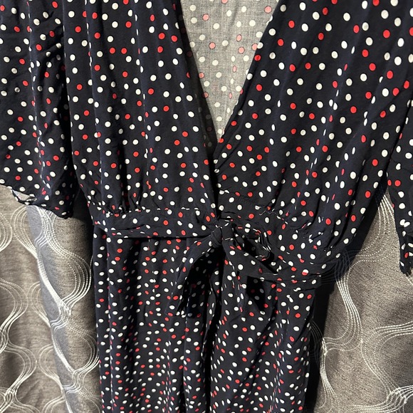 Zara Polka‎ Dot Midi Dress Wrap Tie Belt Short Sleeve XS - Picture 2 of 5